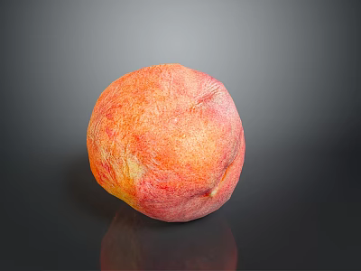 Fresh Ripe Peach With Red And Yellow Fuzzy Skin On Black Surface 3d model
