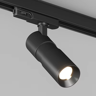 Black Track Spotlight On Ceiling Rail With Bright Light Beam For Modern Interior Lighting 3d model