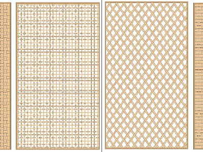 Wooden Room Dividers With Lattice And Diamond Pattern For Interior Decoration 3d model