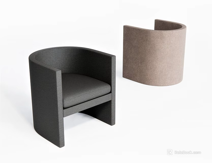 Modern Minimalist Single Sofa With Black And Brown Sleek Design And Comfortable Seat 3d model 