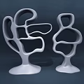 Unique White Display Shelves With Hollow Curved Design And Stable Base