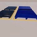 Industrial Equipment Metal Panels Featuring Blue Silver Striped And Smooth Surfaces