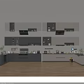 Modern Kitchen Interior With Gray And White Upper Lower Cabinets And Countertops 3d model