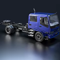 Modern Blue Truck Chassis With Cab And Black Wheels Design 3d model