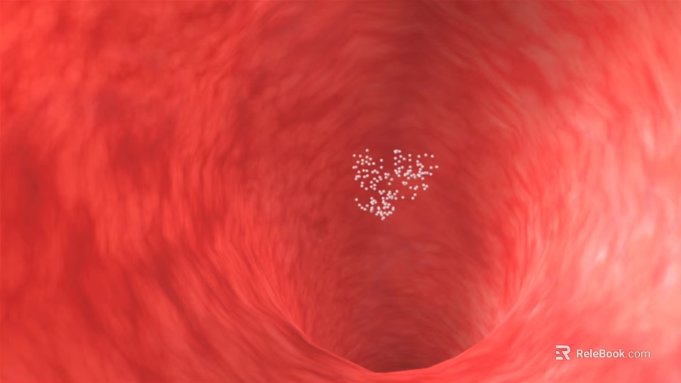 Detailed View of Human Chest Organ Trachea Inner Structure With White Particles 3d model 