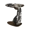 Modern Unique Side Table With Black And White Marble Pattern For Home Decor 3d model
