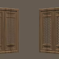 Traditional Wooden Doors With Intricate Carved Design And Lattice Pattern Details