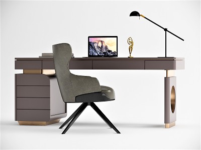 Light Luxury Desk and Chair Desk and Chair Combination 3d model