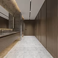 Modern Hotel Bathroom Design Featuring Wooden Stalls Urinals And Marble Flooring