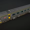 Yellow and Gray Train with Number 152 Red Logo and Multiple Carriages 3d model