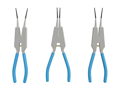 Professional Hardware Tools Set of Three Pliers with Blue Handles and Metal Construction 3d model