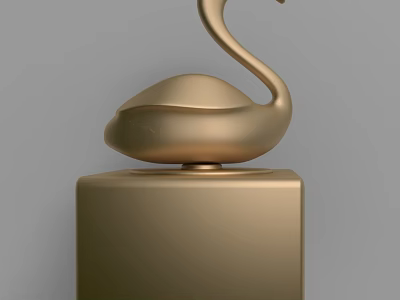 Elegant Golden Swan Shaped Decorative Ornament Set With Square Base 3d model