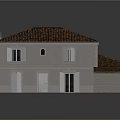 Traditional Two Story Building With Red Tiled Roof Light Gray Walls Windows And Doors
