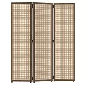 Elegant Decorative Screen With Grid Weave Pattern And Wooden Frame For Interior Design 3d model