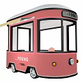 Pink Vintage Food Cart With 1988 Sign Young 1984 Logo And Transparent Windows