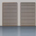 Hinged Doors with Grid Design and Modern Geometric Pattern in Brown Frame 3d model