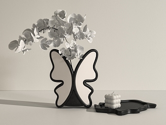 Quiet Butterfly Vase Flowers 3d model