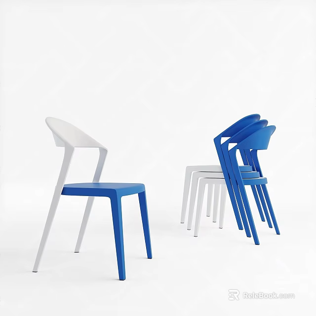 Modern Single Chair Design With White And Blue Colors For Stylish Interiors 3d model 