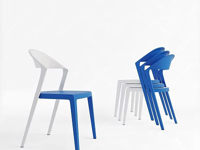 Modern Single Chair Design With White And Blue Colors For Stylish Interiors 3d model