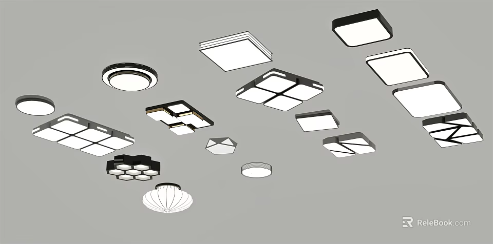 Various Modern Ceiling Lights With Different Shapes And Stylish Designs 3d model