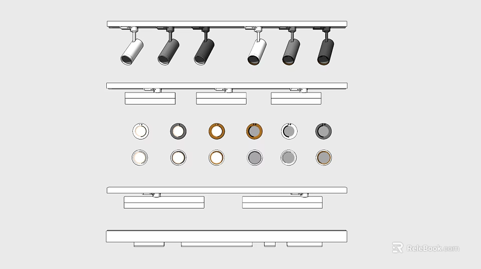 Modern Downlights and Spotlights with Various Styles and Metal Finishes for Home Lighting 3d model 