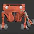 Red Heavy Duty Mobile Platform With Multiple Wheels And Metal Legs