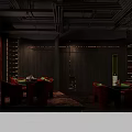 Stylish Modern Bar Interior Design With Wine Racks Red Chairs And Green Cushions