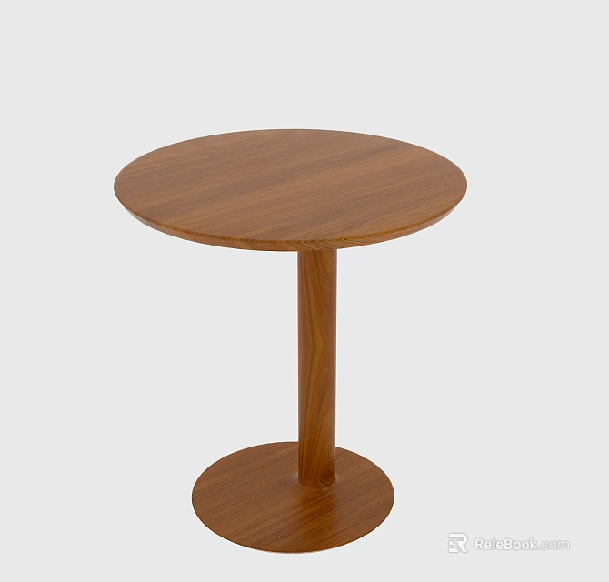 Wooden Side Table with Round Top and Sturdy Round Base Modern Simple Design 3d model