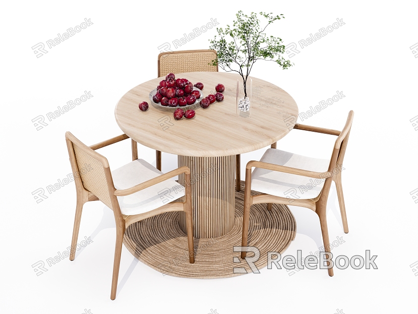 Modern log dining table and chair combination model