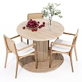 Modern log dining table and chair combination 3d model