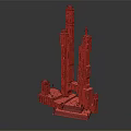 Detailed Wooden Architectural Model With Tall Towers Archway Steps And Decorative Details