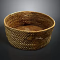 Handwoven Round Storage Basket With Handles Made Of Natural Material For Household Use