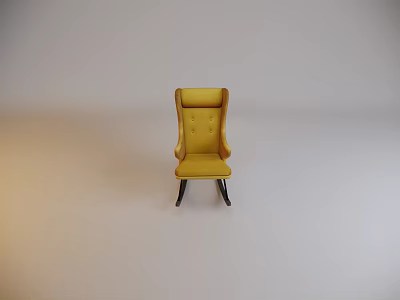 Yellow Accent Chair With Button Tufted Backrest Armrests And Black Legs 3d model