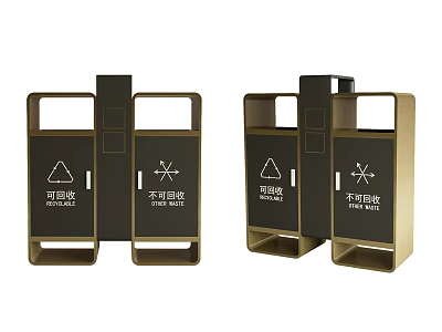 Two Garden Waste Bins With Recyclable And Non Recyclable Classification Design 3d model