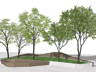 Outdoor Chair Arbor Landscape Tree Jacaranda Commercial Landscape Plant Group 3d model