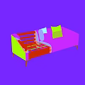 Gray And Orange Sofa With Storage Compartment Wooden Frame And Pillows