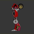 Red and Silver Robot Character 3D Model With Sharp Edges And Mechanical Design