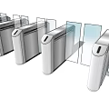 Modern Public Facility Turnstiles With Glass Barriers For Subway Stations