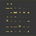 Golden Colored Food Pieces Scattered On Black Background With Various Shapes