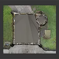 Ancient Stone Castle Gateway with Crenellated Tower and Archway on Green Base Model
