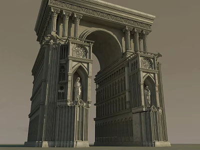 Classical Grand Gate With Archway Intricate Carvings Ornate Columns And Decorative Details 3d model