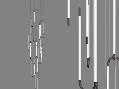 Modern Luxury Chandelier Design With Sleek Linear Pendant Lights For Interior 3d model