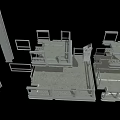 Heavy Duty Industrial Equipment With Multi Level Platforms Metal Frames And Guardrails