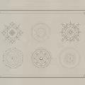 Decorative Ceiling Medallions With Various Intricate Ornate Patterns Displayed In White Frame 3d model