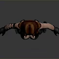 3D Female Character Model With Red Long Hair Black Bikini Top And Boots