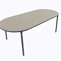 Simple Oval Dining Table With Wooden Surface And Metal Legs Design