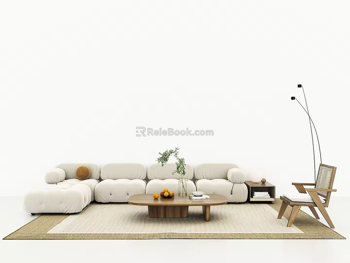 Modern Luxury Simple Sofa Coffee Table Combination 3d model