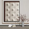 Geometric Pattern Wall Art With Vase And Stack Of Books In Interior Decor 3d model