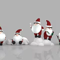 Inflatable Santa Figures Wearing Hats Glasses In Various Poses With Candy Canes Snow Piles 3d model