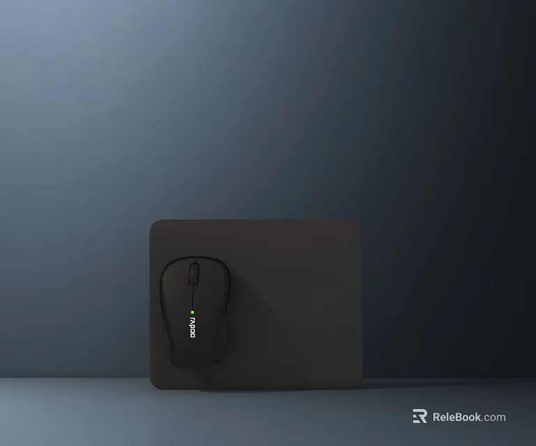 Ergonomic Black Computer Mouse on Black Mouse Pad for Desktop Use 3d model 